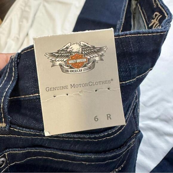 Harley Davidson Mid Rise Boot Cut Embroidered Blue Jeans Womens - Picture 3 of 4